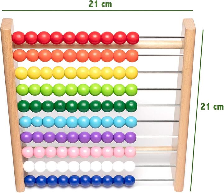Produktbild Activity Board Rechenrahmen aus Buche für Grundschüler / 100 Holzrechenbrett / bunte Kugeln mit Aufgaben