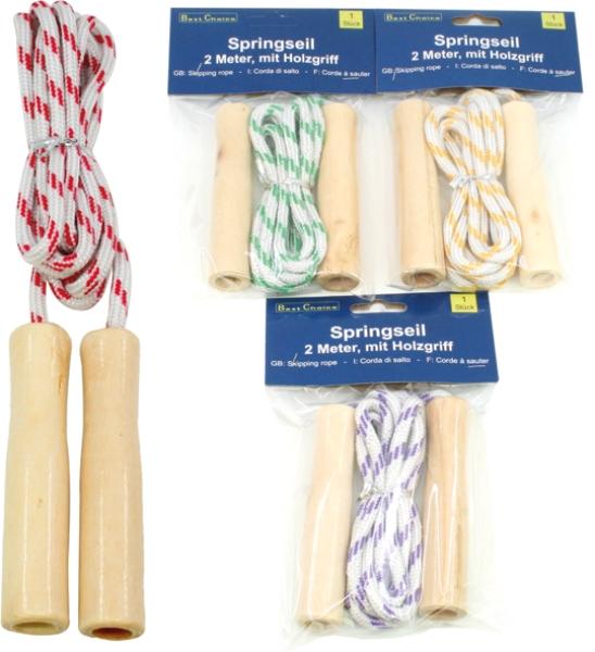Immagine prodotto Best Choice Corda per saltare da 2 metri con manici in legno e sacchetto colorato assortito (200 cm)