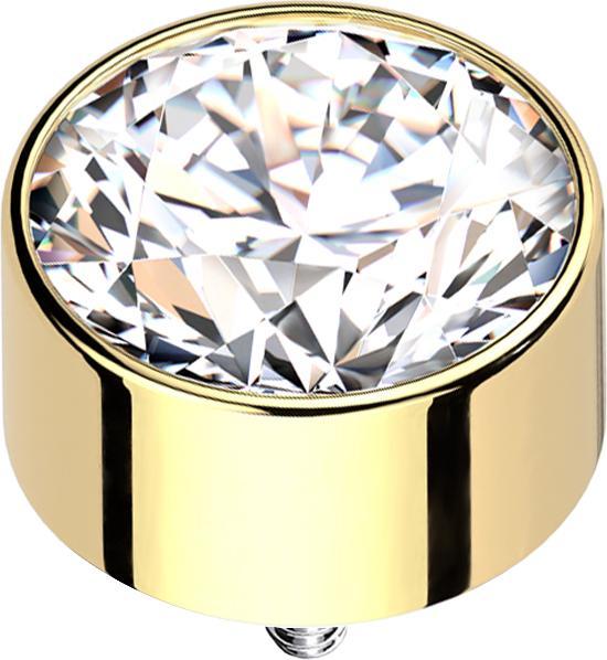 Produktbild Star Piercing Dermal Anchor Zylinder hoch vergoldet mit Kristall silber (ohne Messing, Titan G23)