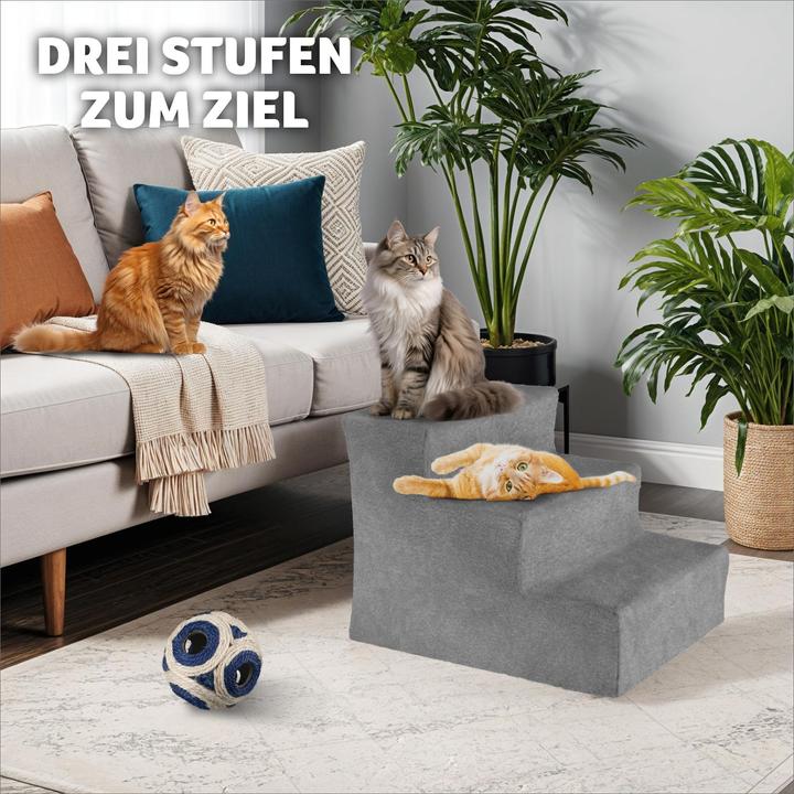 Immagine prodotto tectake Scala per animali Paw Path con rivestimento in peluche 37 x 45 x 34,5 cm (Cane, Gatto)