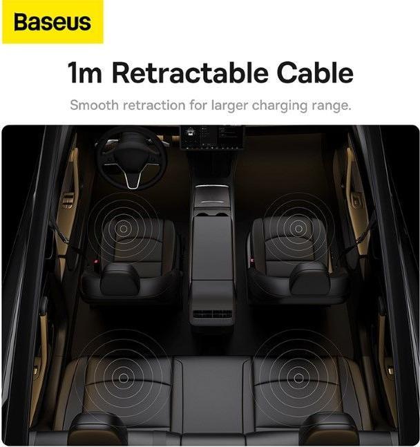 Image du produit Baseus HUB USB T-Space Series pour Tesla Model 3 / Y avec câble USB C 45W intégré - Noir