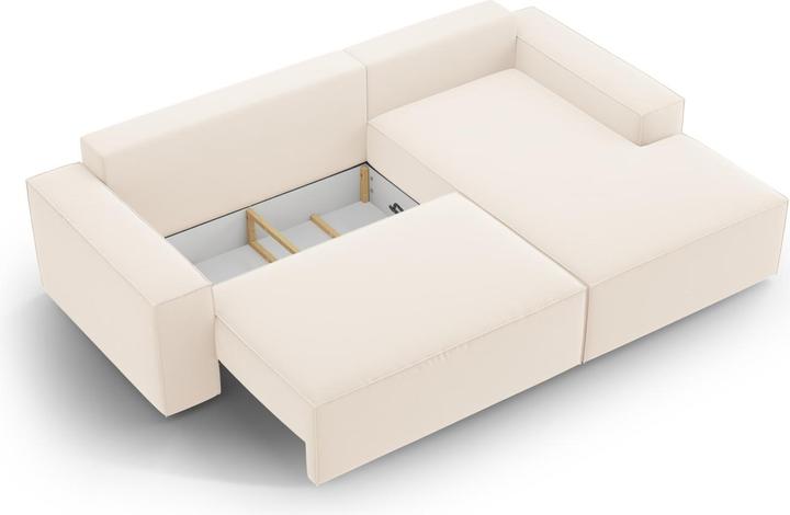 Actual product image Micadoni Velvet Right Corner Sofa With Bed Function And Box, "Jodie", 3 Seats, 246x151x86 Made in Europe (Corner sofa)