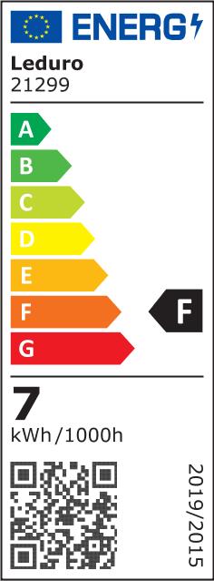 Energie-Label Leduro Light Bulb||Power consumption 7 Watts|Luminous flux 600 Lumen|3000 K|220-240V|Beam angle 100 degrees (GX53, 7 W, 600 lm, 1 x, F)