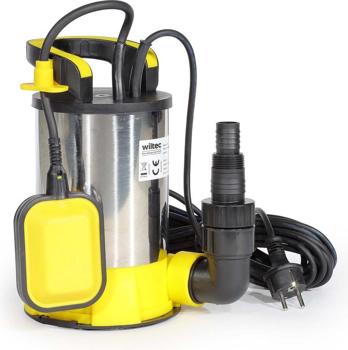 Produktbild Wiltec flachsaugende Tauchpumpe Schwimmer 550W Edelstahl Tiefbrunnenpumpe Pumpe (Durchlaufpumpe)
