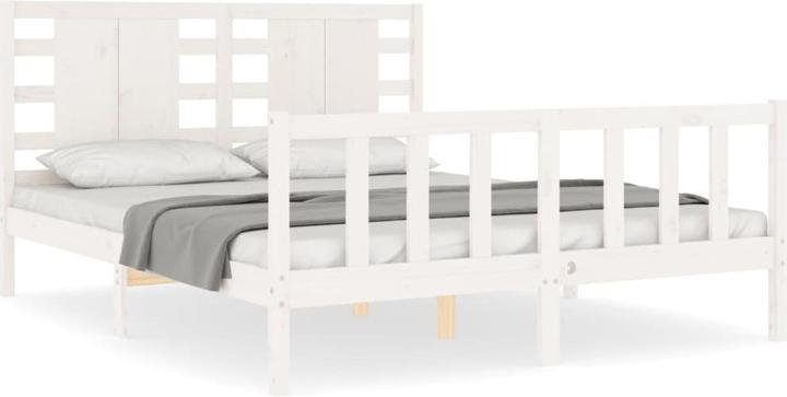 Image du produit VidaXL Massivholzbett mit Kopfteil Weiss 5FT King Size (150 x 200 cm)