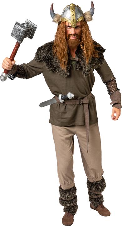 Immagine prodotto Orlob Costume da vichingo: top, pantaloni, collo di pelliccia, scaldamuscoli, scaldabraccia, cintura (50, 51, 52)