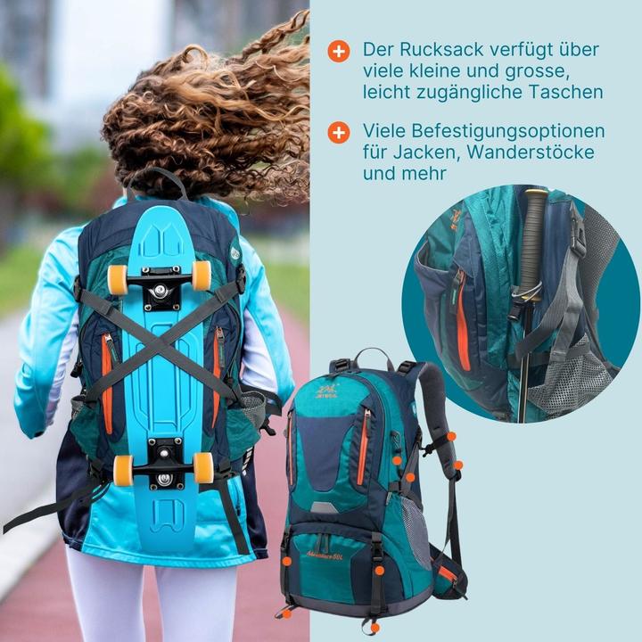 Image du produit Hermex Sac à dos de randonnée Sac à dos de trekking Sac à dos d'extérieur Sac à dos de camping (50 l)