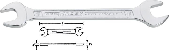 Actual product image HAZET Double open-end wrench 450N-21X23 ∙ Outside hexagon profile ∙ 21 x 23 mm