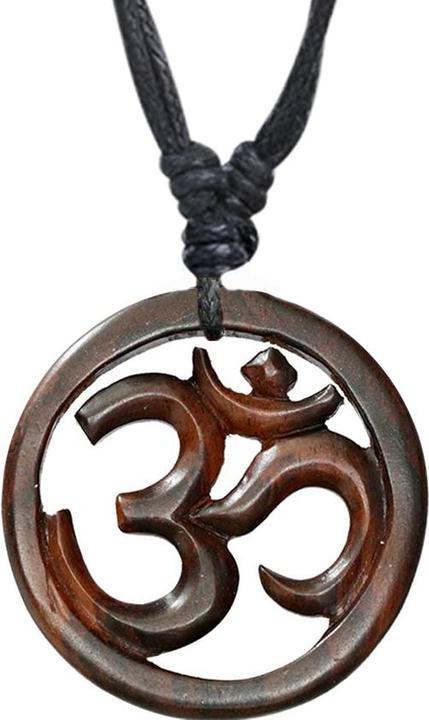 Star Piercing Halskette schwarz Anhänger Om aus Narra Holz (Organisch, ohne Messing)