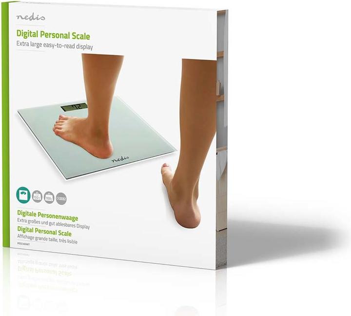 Produktbild Nedis Personenwaage | Digital | Weiss | Gehärtetes Glas | max. Wiegekapazität: 150 kg (150 kg)