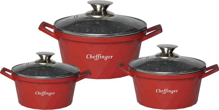 Image du produit JTI Set de casseroles - design rouge - 6 pièces (Casserole, Aluminium)