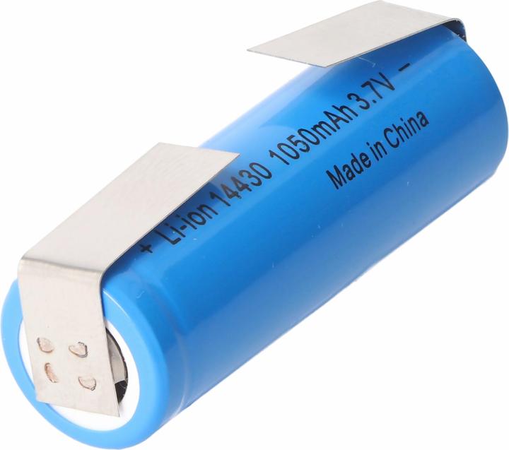 Actual product image AccuCell Battery 14430 with solder tags U-shape without protection electronics (1 pcs., 1050 mAh, Rechargeable battery)