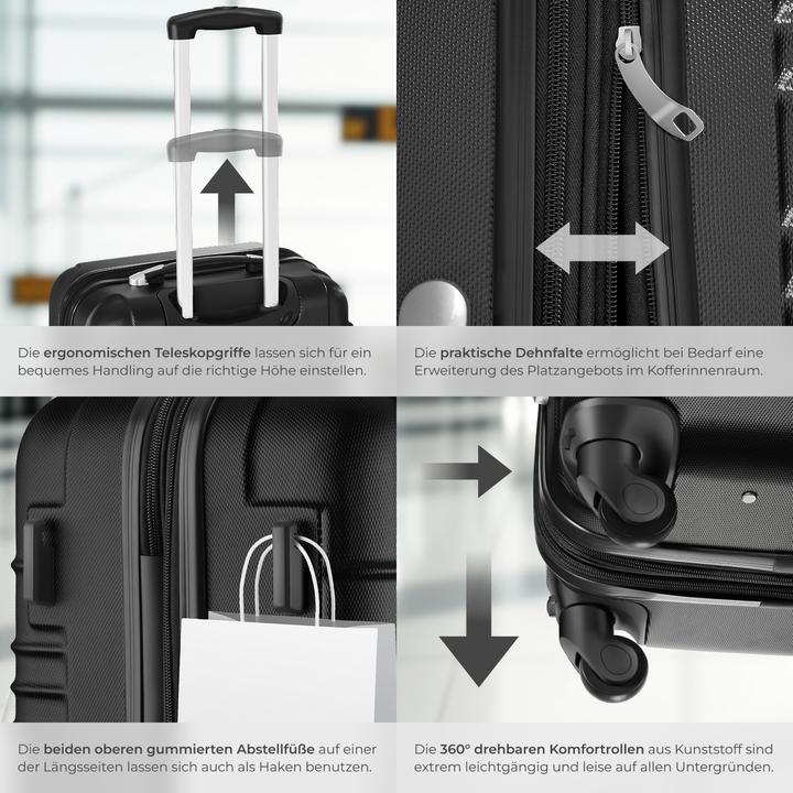 Produktbild tectake Hartschalenkofferset (106 l, Handgepäck (bis 50l), M (50 - 90l), L (90 - 115l), XL (ab 115l))