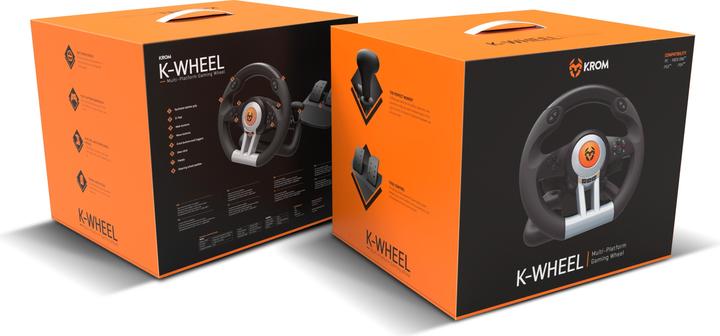 Image du produit Krom K-Wheel Noir USB Volant + Pédales Analogique / Numérique PlayStation 4 (Xbox One S, Playstation Classic, PS3, PS4)