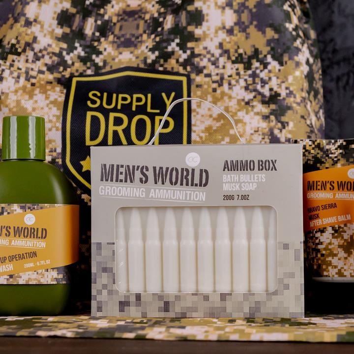 Accentra Seife MEN'S WORLD in Munitionform in Geschenkbox, 200g, Duft: Oak & Amber, Farbe: beige/braun/grau (Handseife Nachfüllpackung)