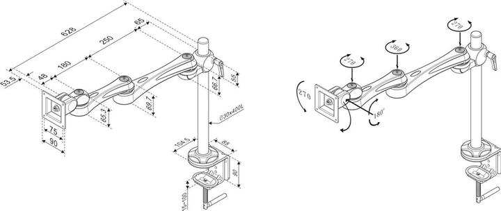 Immagine prodotto Roline Braccio per monitor LCD con asta di supporto (Tavolo, 32")