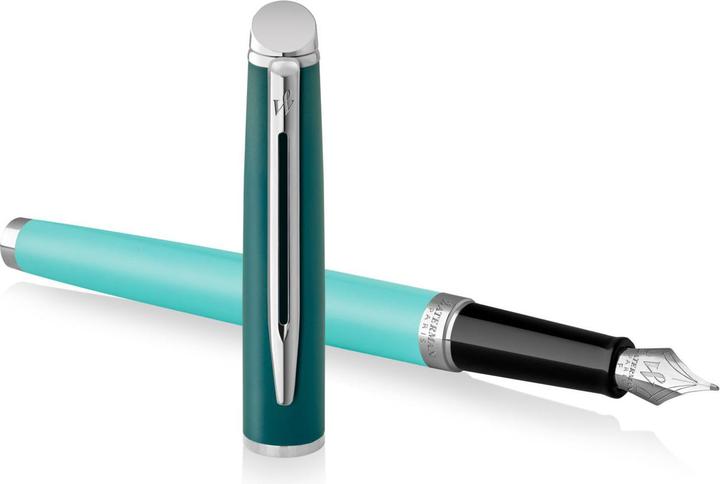 Produktbild Waterman Füller Hemisphere Colour Blocking Green C.C. F blau Geschenkbox (Silber, Grün, 1 x)