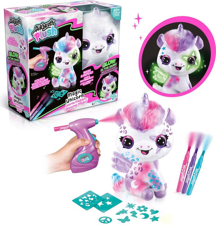 Actual product image Canal Toys Airbrush Plush - Glow in the Dark Unicorn (1274) (26.26 cm)