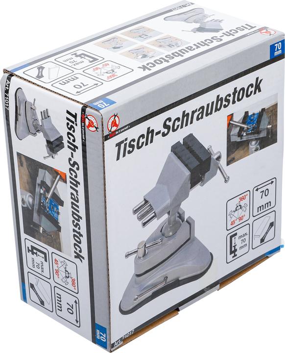 Produktbild BGS Tisch-Schraubstock | schwenkbar | Backen 70 mm | mit Vakuum-Saugfuss (70 mm)