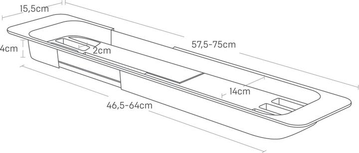Actual product image Yamazaki TOWER pull-out bath shelf (75 x 15.5 x 4.5 cm)
