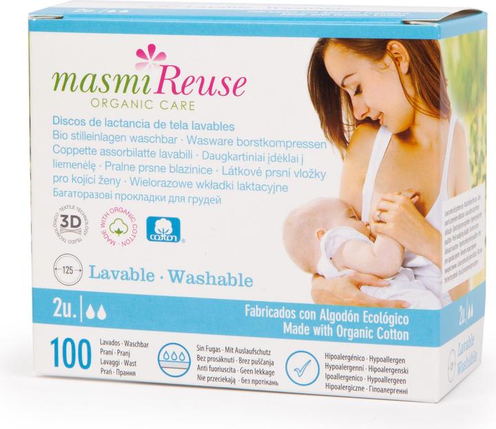 Actual product image Masmi Organic Nursing Pads Washable - Reuse (2 x)