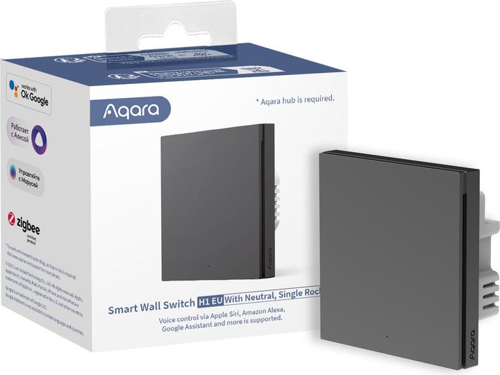 Actual product image Aqara Smart Wall Switch H1 Grau With Neutral, Single Rocker (Zigbee)