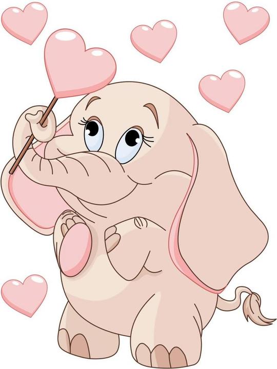 Actual product image Trenddeko Baby elephant with hearts (30 x 40 cm)