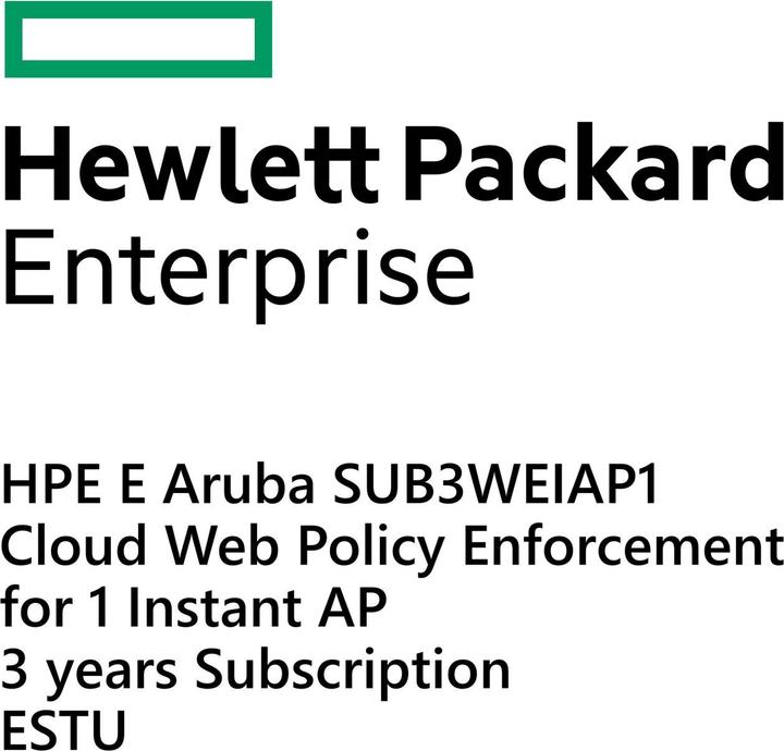 HPE E Aruba SUB3-WE-IAP-1, Cloud Web Policy Enforcement, for 1 Instant AP, 3-years Subscription, E-STU (1 Geräte, 36 Monate)