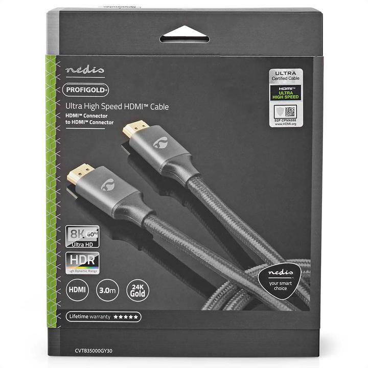 Immagine prodotto Nedis Cavo HDMI ™ ad altissima velocità | HDMI™ maschio | HDMI™ maschio | 8K@60Hz | 48 Gbps | 3,00 m (3 m, HDMI)