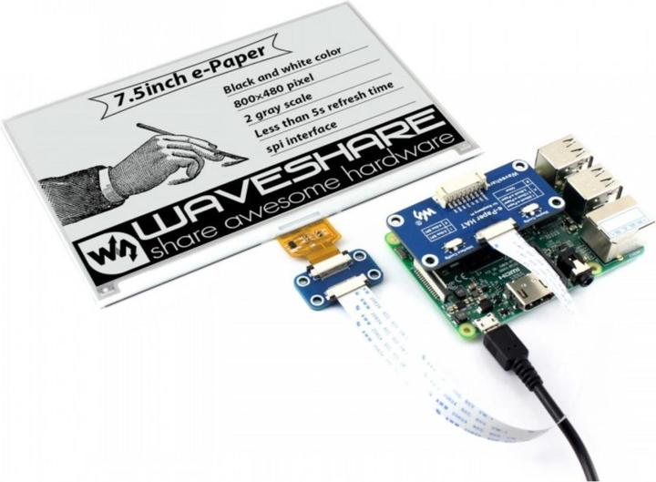 Produktbild WaveShare DEBO EPA 7.5 - Entwicklerboards - Display ePaper, 7.5, schwarz/weiss (13504)
