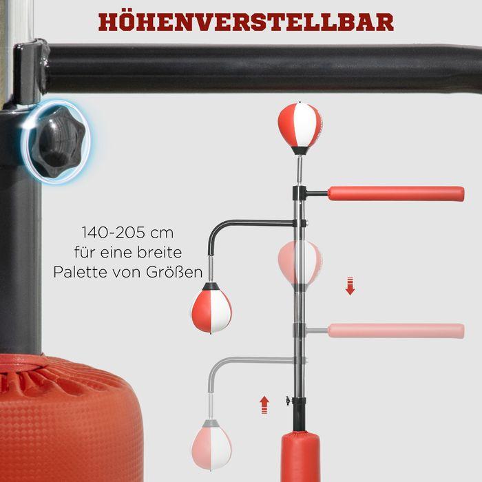 Produktbild Swisshandel24 Standbox Freistehender Boxsack 140-205cm höhenverstellbarer Standbox-Trainer mit 2 Speedbällen Refle (84 cm)