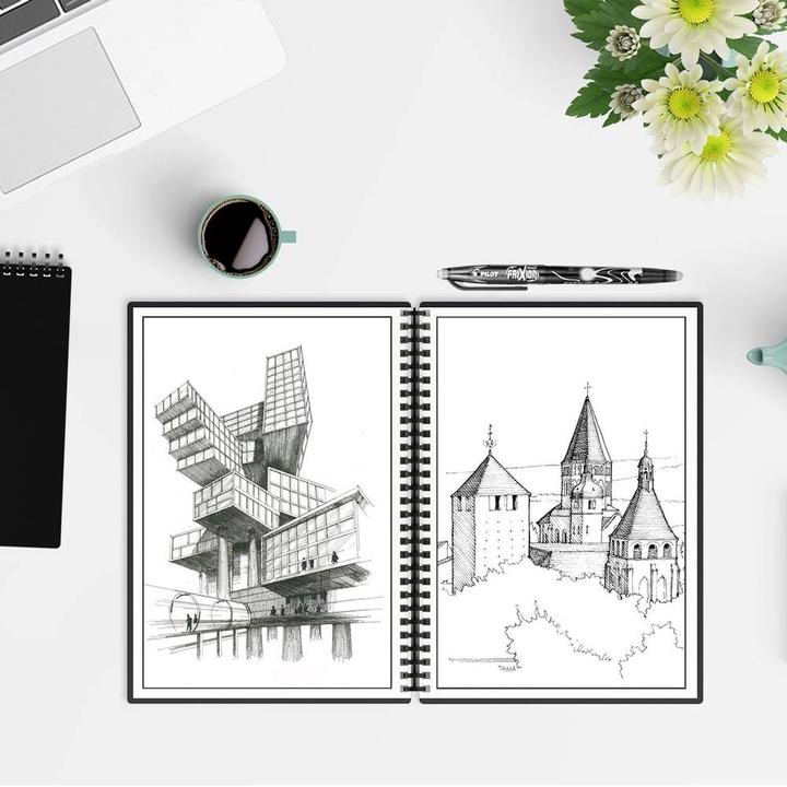 Immagine prodotto Dreiklang-be smart Taccuino riscrivibile Dreiklang con planner, DIN A5, linee e griglia a punti (A5, Quadretti, Righe)