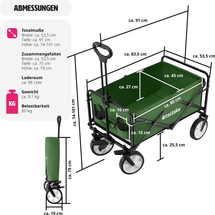 Actual product image tectake Folding handcart | 80 kg capacity