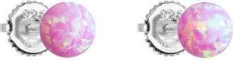 Evolution Group Silver earrings with pink synthetic opals 11246.3 pink (L)
