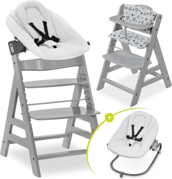 Hauck Highchairs Alpha Plus Grey 4-piece Newbornset Light Grey - (Highchair)