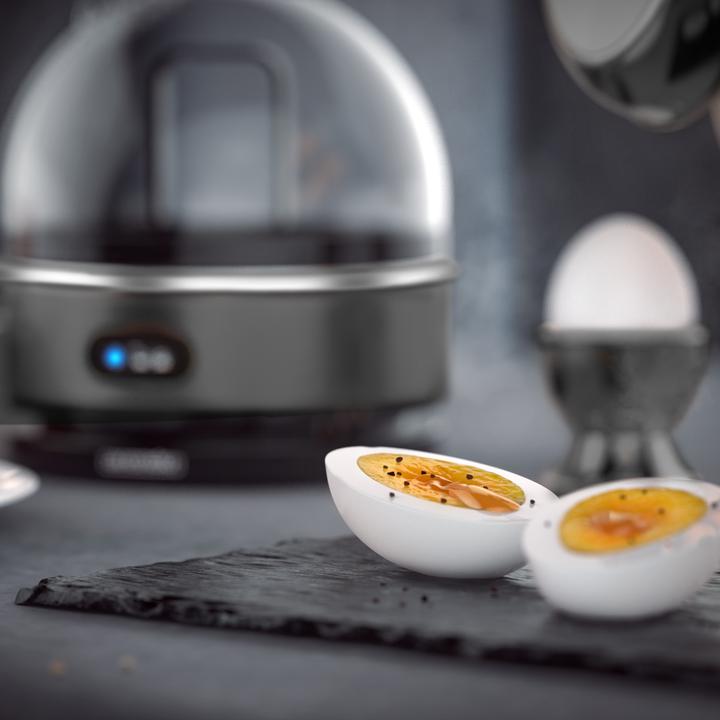 Produktbild Arendo Frühstücks Set, 4 Scheiben Langschlitz Toaster mit Brötchenaufsatz & Eierkocher für 7 Eier, Grau