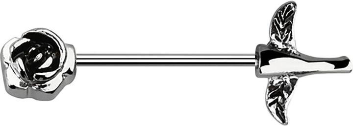 Image du produit Star Piercing Barbell argent avec rose (sans laiton, Acier chirurgical 316L)