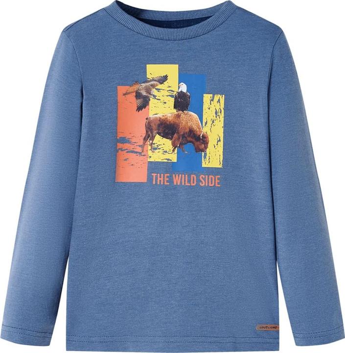 Produktbild VidaXL Kinder-Langarmshirt Blau Melange 92,Material: 60 (92)
