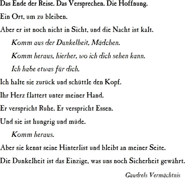 Nutritional values and ingredients Der Glanz der Dunkelheit (German, Mary E. Pearson, 2024)
