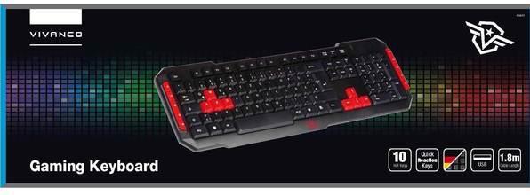 Produktbild Vivanco Gaming Tastatur 10 Hot Keys, kabelgebunden (DE, Kabelgebunden)