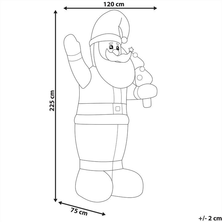 Produktbild Beliani Aufblasbarer Weihnachtsmann mit LED-Beleuchtung rot 225 cm IVALO