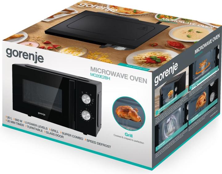 Image du produit Gorenje MO20E2BH Microwave Oven, Free Standing, Capacity 20 L, Power 800 W, No Ddisplay, Black (20 l)
