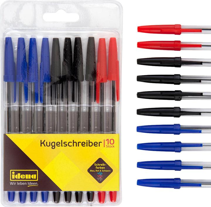 Actual product image Idena 500234 - Ballpoint pen, 10 pieces, assorted writing colours (Multicoloured, 10 x)