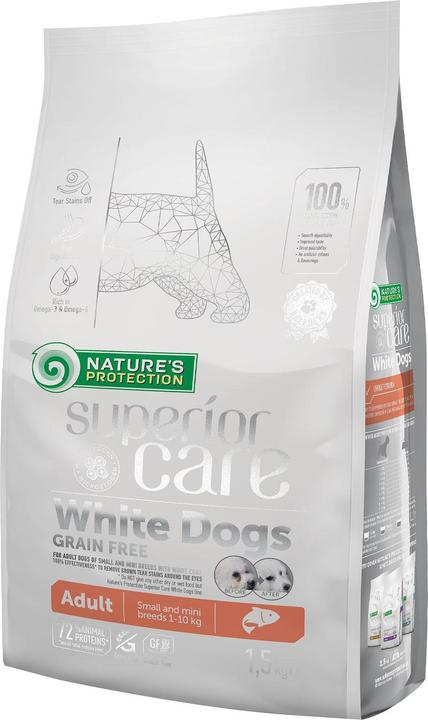 Immagine prodotto Natures Protection Cani bianchi Salmone senza cereali Adulti Cani di piccola taglia e miniatura 1,5 kg (Adulto, 1.50 pz., 1500 g)