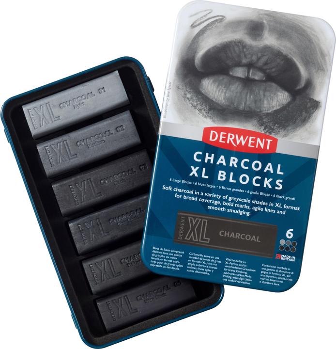Immagine prodotto Derwent Blocchetti di carbone Xl in latta da 6 (601069) (6 x)