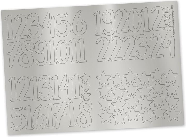 Produktbild Papierdrachen 24 Adventskalender Zahlenaufkleber – silber Nr69