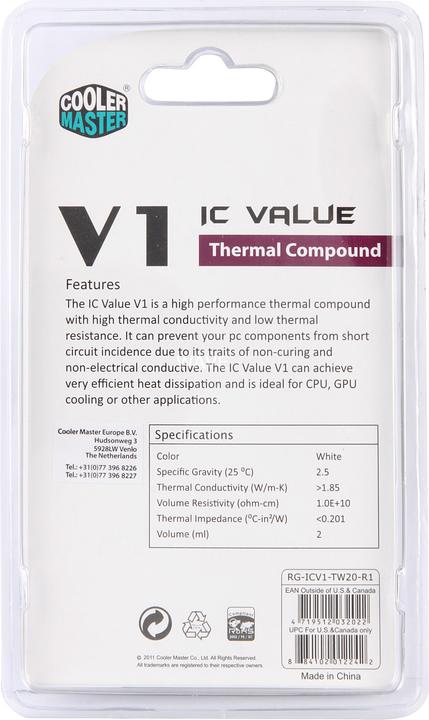 Actual product image Cooler Master IC Value V1 (1.85 W/m K, 2.50 g)