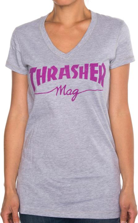 Thrasher Girl Mag Logo V-Neck T-Shirt (S)