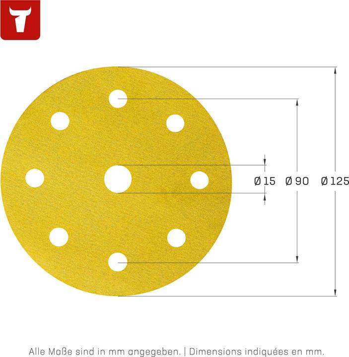Image du produit Stier Disques abrasifs Universal D125 / P100 / 8 trous (P100)