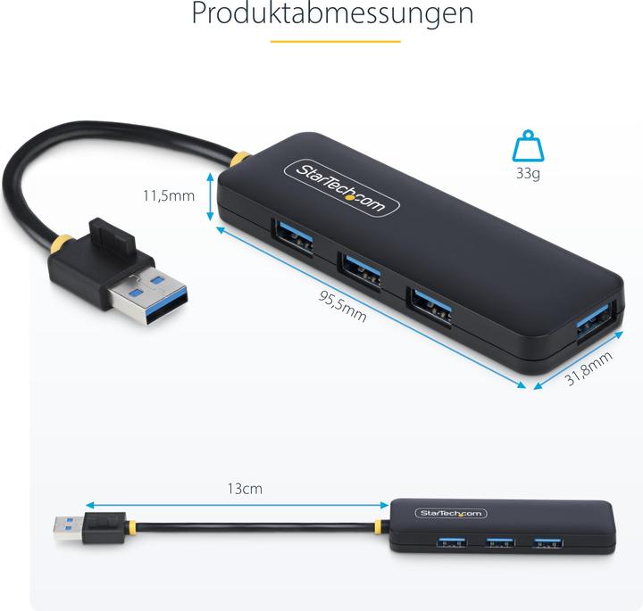 Actual product image StarTech 4-Port USB-A Hub 5gbps Portable Powered Nms Ns Ctlr (USB-A, 4 Ports)